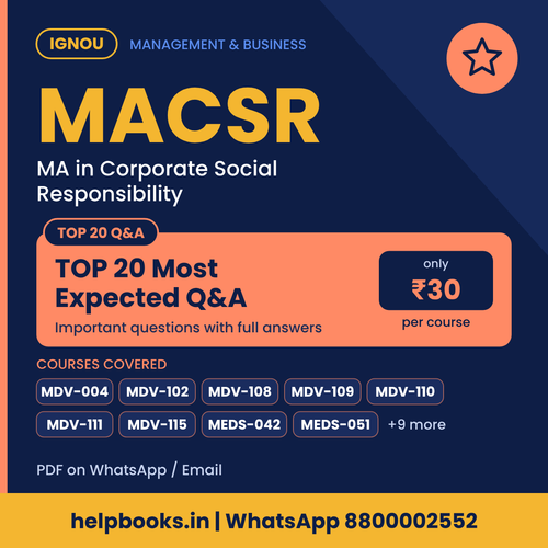 IGNOU MACSR TOP 20 Important Questions with Answers - MA in Corporate Social Responsibility