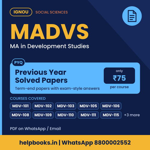 IGNOU MADVS Previous Year Solved Papers - MA in Development Studies