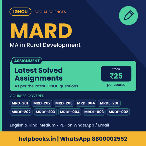IGNOU MARD Latest Solved Assignments - MA in Rural Development