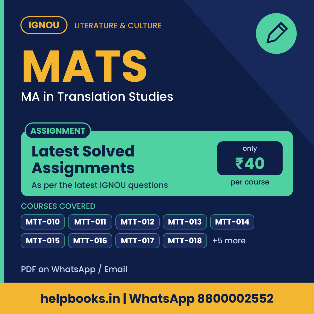 IGNOU MATS Latest Solved Assignments - MA Translation Studies