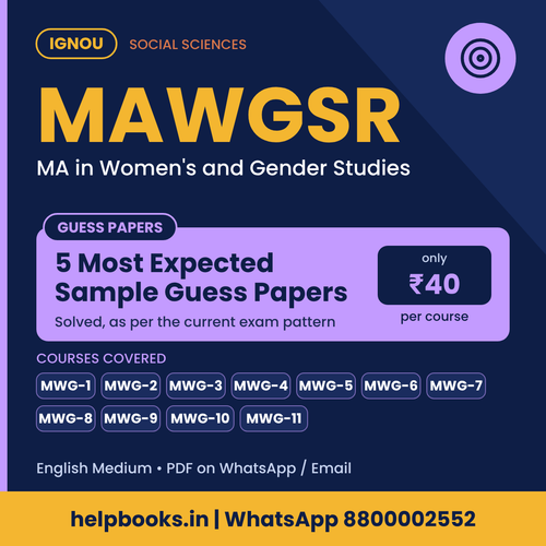 IGNOU MAWGSR 5 Most Expected Sample Guess Papers - MA in Women's and Gender Studies