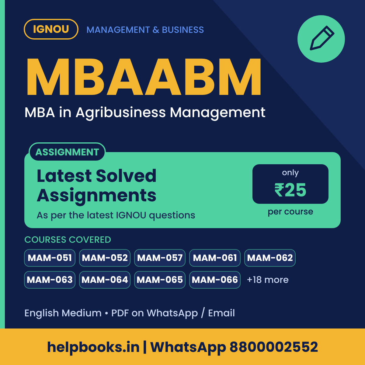 IGNOU MBAABM Latest Solved Assignments - MBA in Agribusiness Management