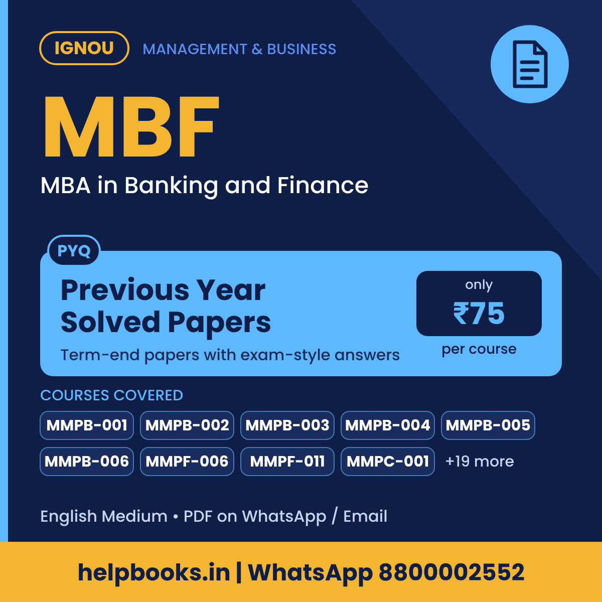 IGNOU MBF Previous Year Solved Papers - MBA in Banking and Finance
