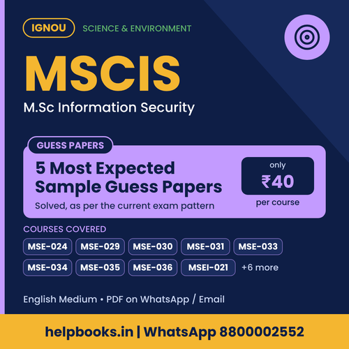 IGNOU MSCIS 5 Most Expected Sample Guess Papers - M.Sc Information Security