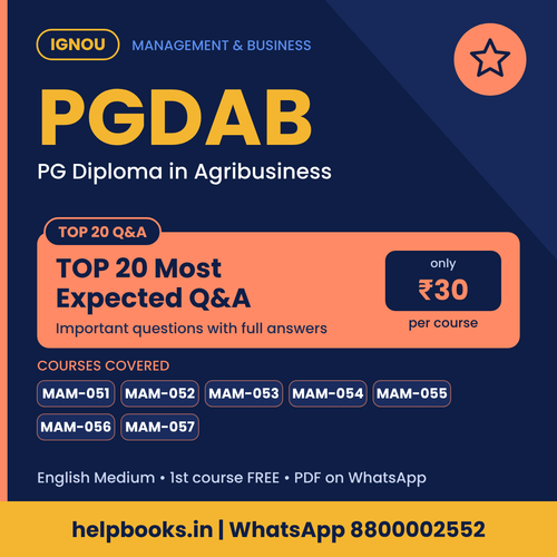 IGNOU PGDAB TOP 20 Important Questions with Answers - PG Diploma in Agribusiness