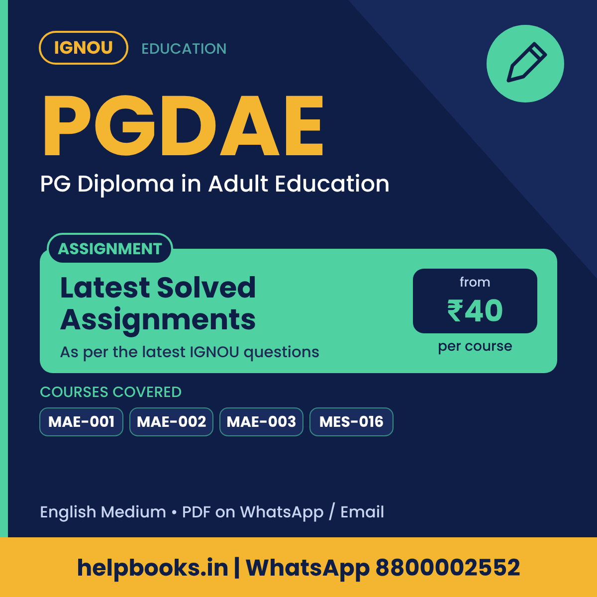 IGNOU PGDAE Latest Solved Assignments - PG Diploma in Adult Education