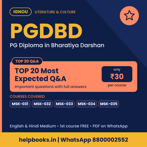 IGNOU PGDBD TOP 20 Important Questions with Answers - PG Diploma in Bharatiya Darshan