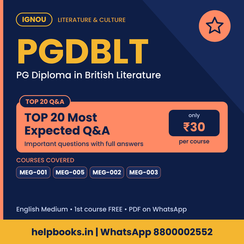 IGNOU PGDBLT TOP 20 Important Questions with Answers - PG Diploma in British Literature