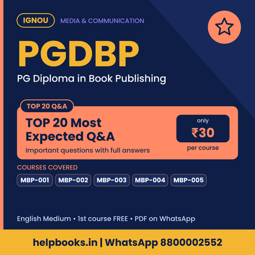 IGNOU PGDBP TOP 20 Important Questions with Answers - PG Diploma in Book Publishing