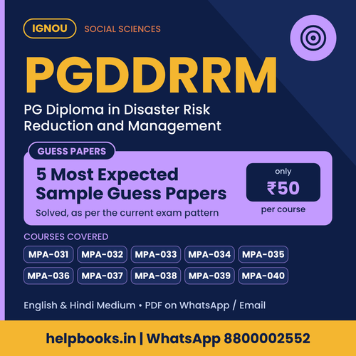 IGNOU PGDDRRM 5 Most Expected Sample Guess Papers - PG Diploma in Disaster Risk Reduction and Management