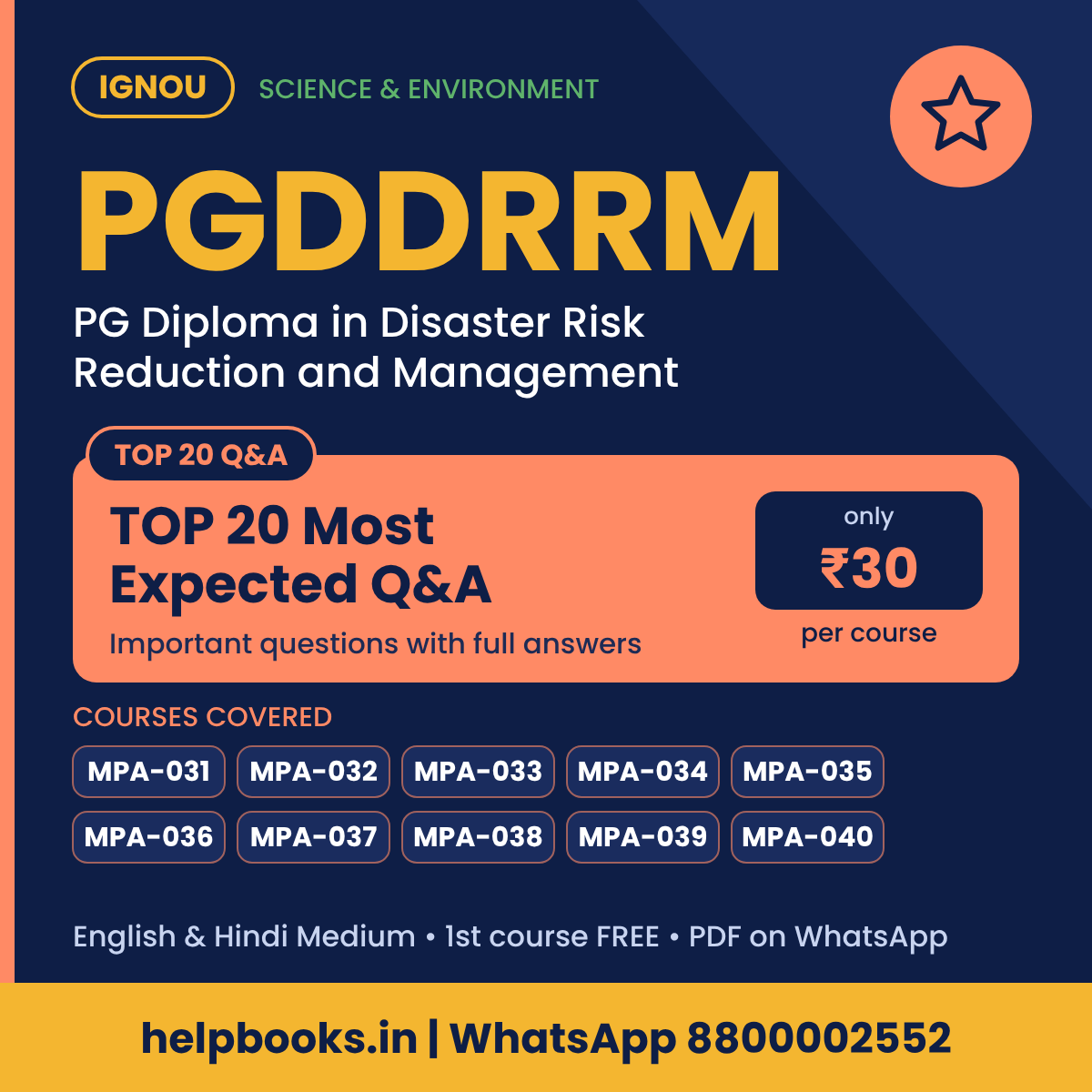 IGNOU PGDDRRM TOP 20 Important Questions with Answers - PG Diploma in Disaster Risk Reduction and Management