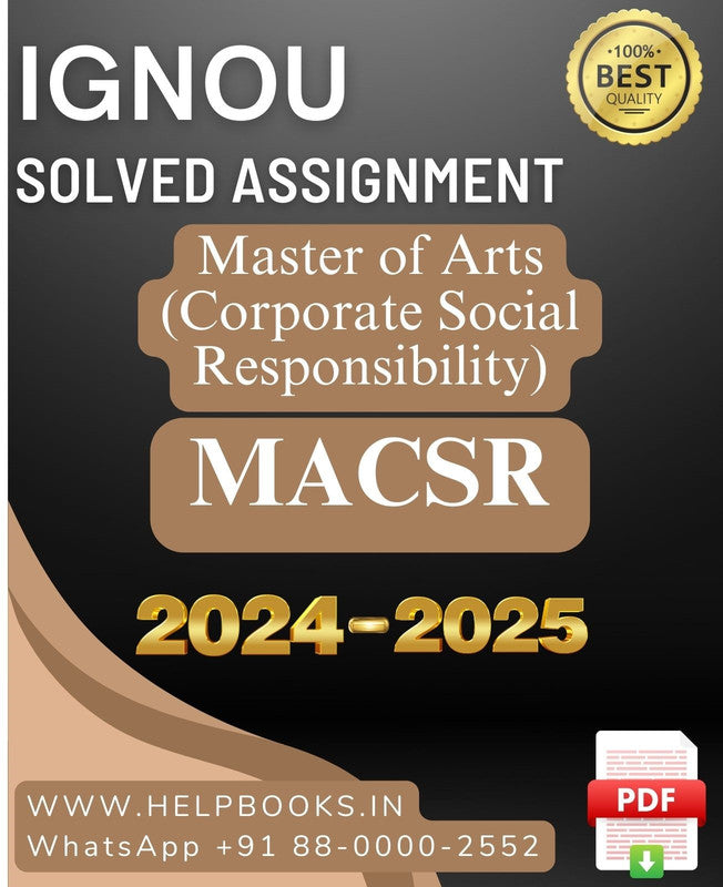 IGNOU MA in Corporate Social Responsibility-MACSR Solved Assignment 2024-2025