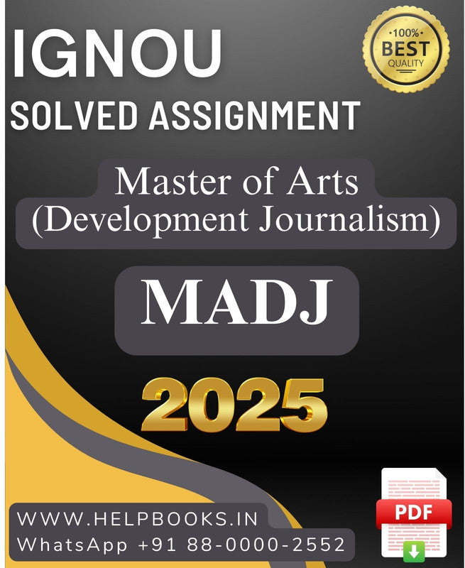IGNOU MA in Development Journalism-MADJ Solved Assignment 2025