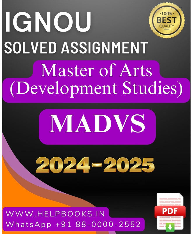 IGNOU MA in Development Studies-MADVS Solved Assignment 2024-2025