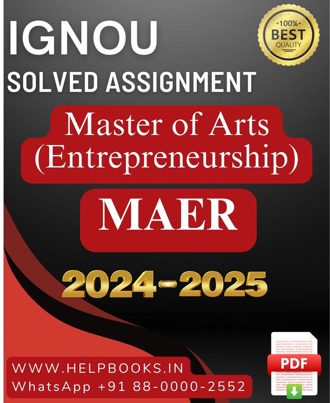 IGNOU MA in Entrepreneurship-MAER Solved Assignment 2024-2025