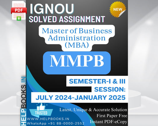 IGNOU MBA MMPB Subjects Solved Assignments for Semester 1 & 3
