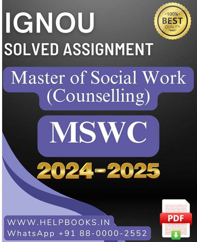 IGNOU Master of Social Work Counselling-MSWC Solved Assignment 2024-2025