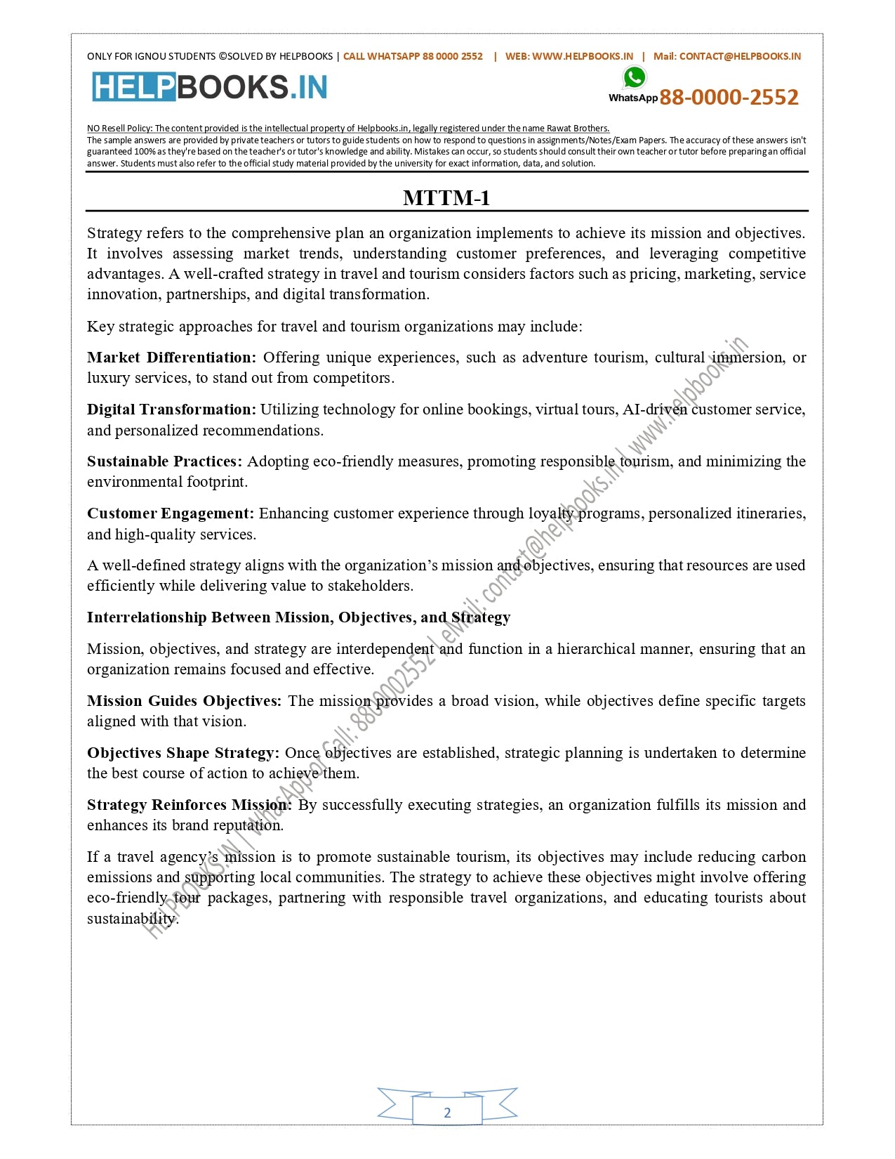 IGNOU Master of Tourism and Travel Management-MTTM Solved Assignment 2025 (New)