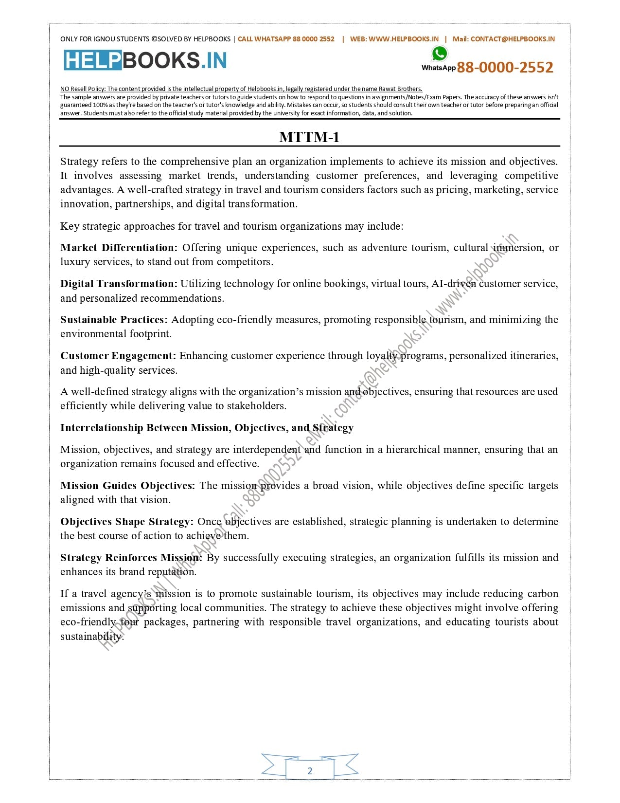 IGNOU Master of Tourism and Travel Management-MTTM Solved Assignment 2025 (New)