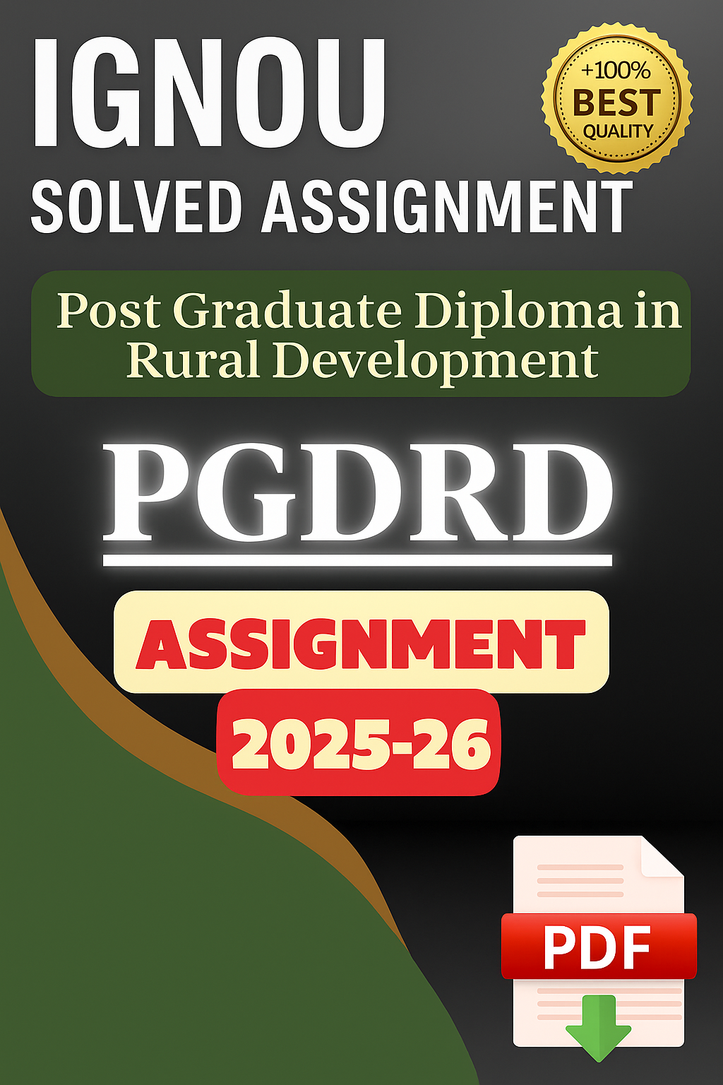 2025–2026 | IGNOU PGDRD Solved Assignments-Post Graduate Diploma in Rural Development