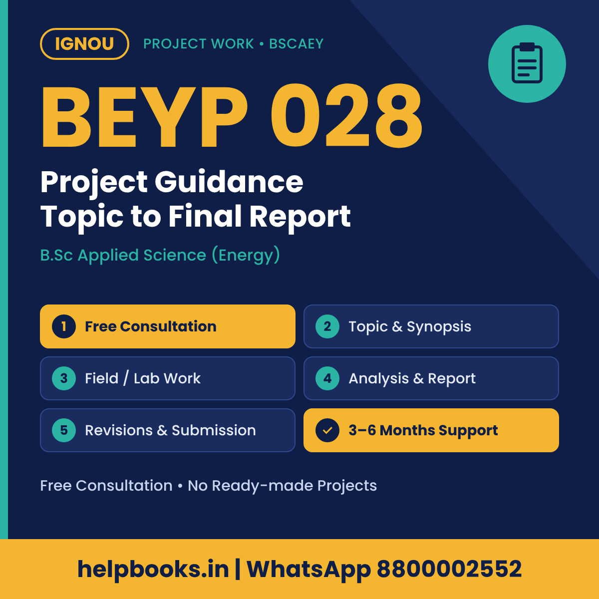IGNOU BEYP 028 Project help for B.Sc Applied Science (Energy) – free consultation, synopsis and report guidance | helpbooks.in