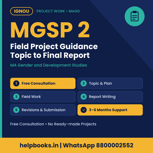 IGNOU MGSP 2 Field Project help for MA Gender and Development Studies – free consultation, synopsis and report guidance | helpbooks.in