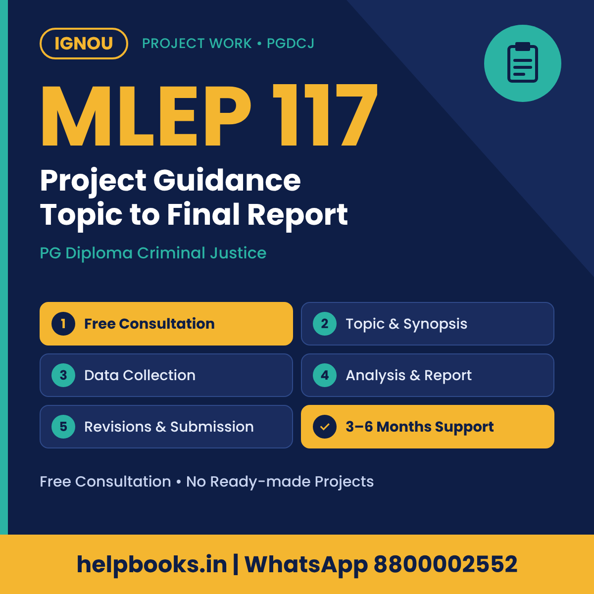 IGNOU MLEP 117 Project help for PG Diploma Criminal Justice – free consultation, synopsis and report guidance | helpbooks.in