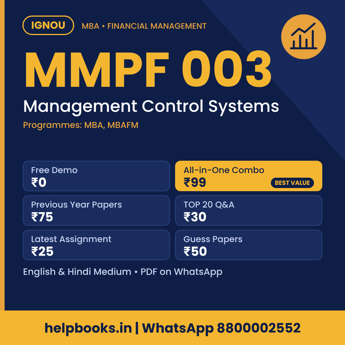 IGNOU MMPF 003 Management Control Systems MBA solved assignment, previous year papers and TOP 20 questions PDF