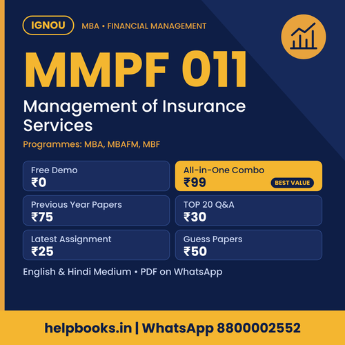IGNOU MMPF 011 Management of Insurance Services MBA solved assignment, previous year papers and TOP 20 questions PDF