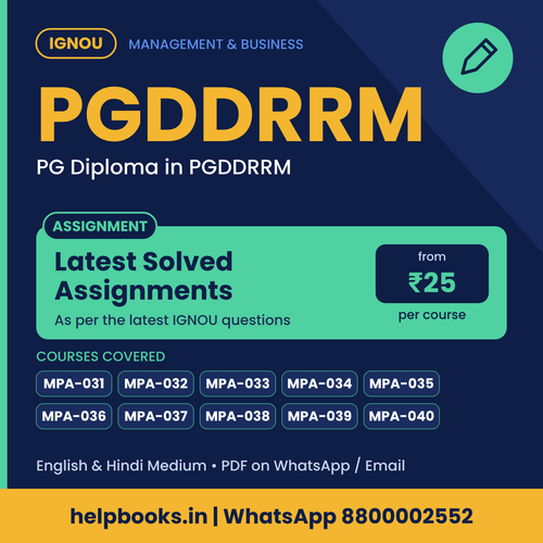 IGNOU PGDDRRM Latest Solved Assignments - PG Diploma in PGDDRRM