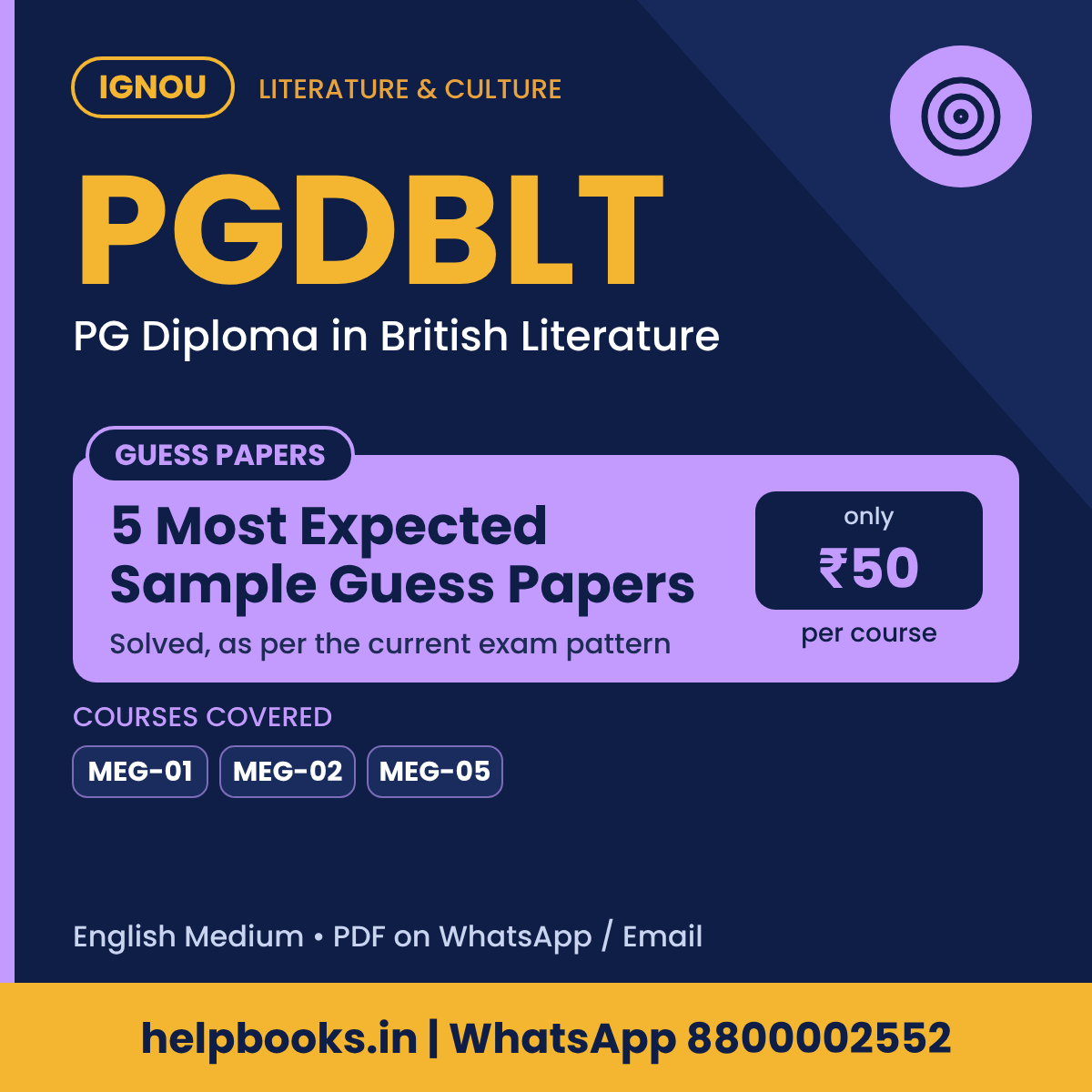 IGNOU PGDBLT 5 Most Expected Sample Guess Papers - PG Diploma in British Literature