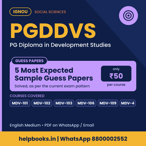 IGNOU PGDDVS 5 Most Expected Sample Guess Papers - PG Diploma in Development Studies