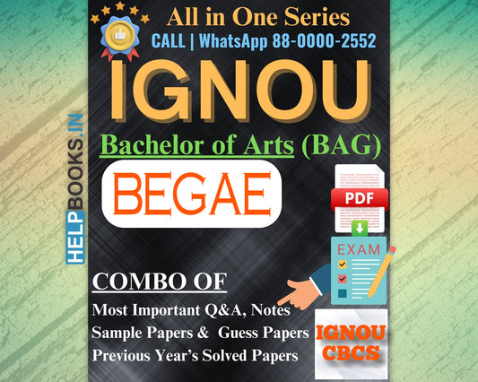 IGNOU Bachelor's Degree Exam Notes Combo of Previous Years Solved Papers & Sample Guess Papers for BEGAE182