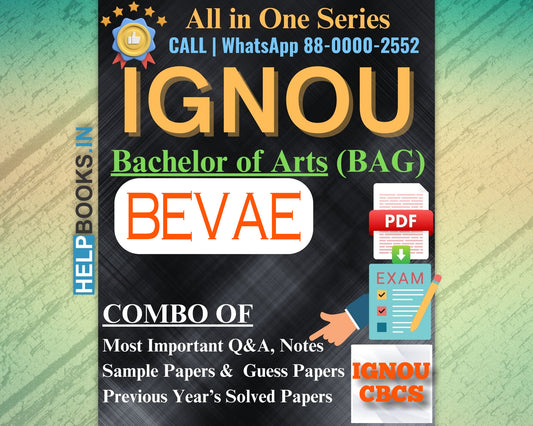 IGNOU Bachelor's Degree Exam Notes Combo of Previous Years Solved Papers & Sample Guess Papers for BEVAE181