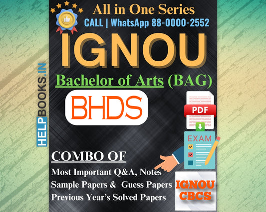 IGNOU BAG Online Study Package: Bachelor of Arts (BA) - Previous Years Solved Papers, Q&A, Exam Notes, Sample Papers, Guess Papers-BHDS183, BHDS184, BHDS185, BHDS186