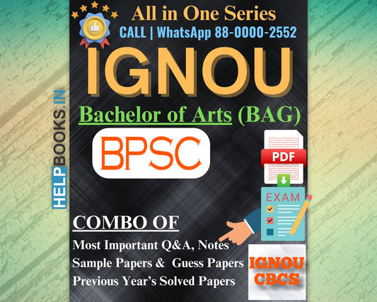 IGNOU Bachelor's Degree Exam Notes Combo of Previous Years Solved Papers & Sample Guess Papers for BPSC Subjects