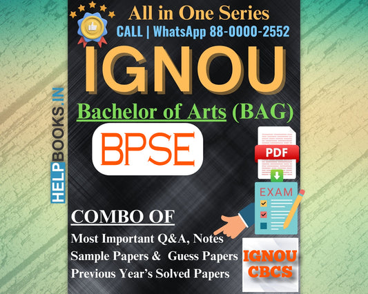 IGNOU Bachelor's Degree Exam Notes Combo of Previous Years Solved Papers & Sample Guess Papers for BPSE Subjects