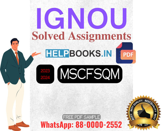 IGNOU Master's Degree Programme Latest IGNOU Solved Assignment 2023-24 : Master of Science in Food Safety and Quality Management MSCFSQM Solved Assignments