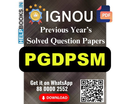 IGNOU PG Diploma in Pharmaceutical Sales Management-PGDPSM Previous Years Solved Papers