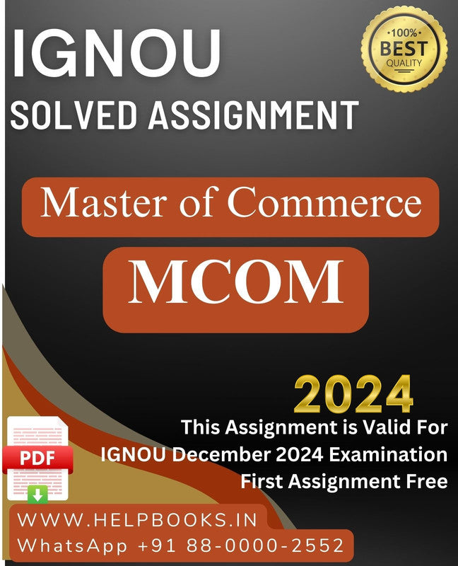 IGNOU Master of Commerce-MCOM Solved Assignment for IGNOU December 2024 Exam