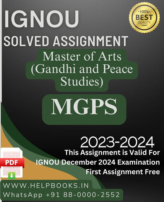 IGNOU M.A. Gandhi and Peace Studies-MGPS Solved Assignment for IGNOU December 2024 Exam