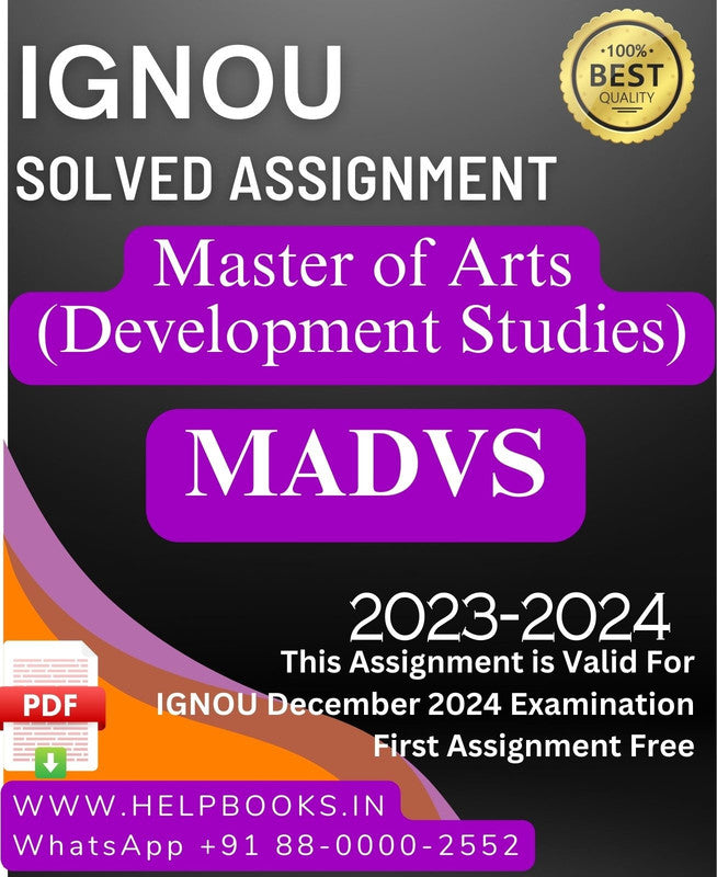 IGNOU M.A. Development Studies-MADVS Solved Assignment for IGNOU December 2024 Exam