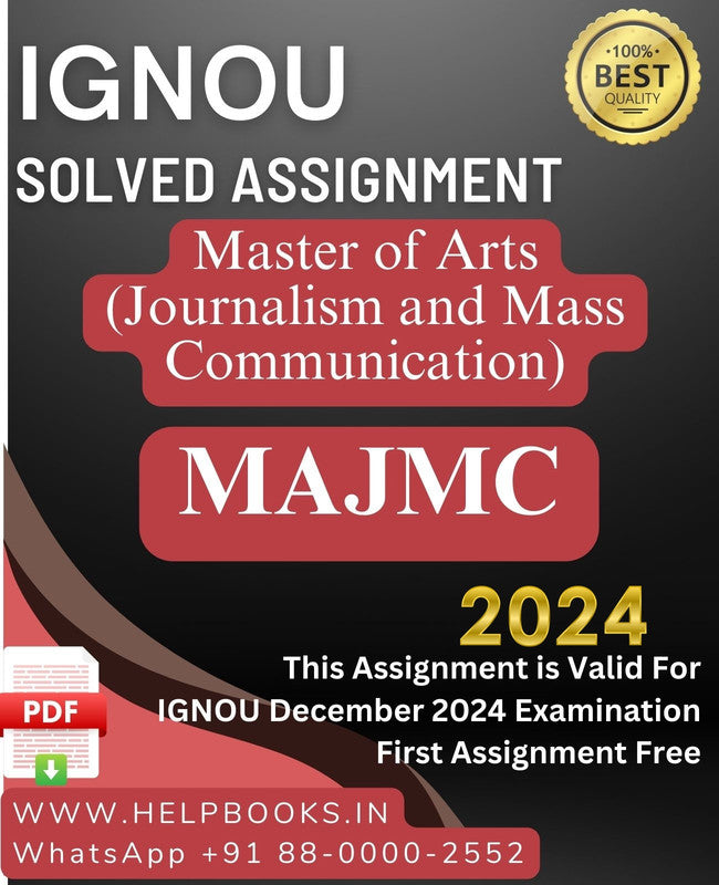 IGNOU M.A. Journalism and Mass Communication-MAJMC Solved Assignment for IGNOU December 2024 Exam