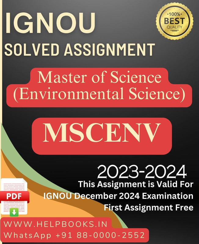 IGNOU M.Sc. Environmental Science-MSCENV Solved Assignment for IGNOU December 2024 Exam