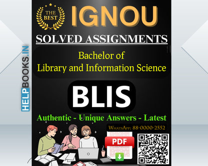 IGNOU Bachelor of Library and Information Science-BLIS Assignment 2023-2024