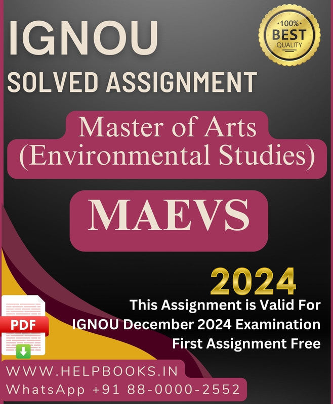 IGNOU M.A. Environmental Studies-MAEVS Solved Assignment for IGNOU December 2024 Exam