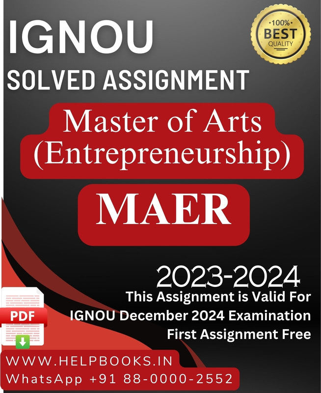 IGNOU M.A. Entrepreneurship-MAER Solved Assignment for IGNOU December 2024 Exam