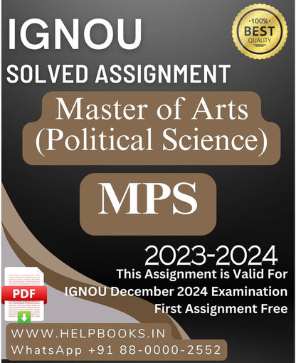 IGNOU M.A. Political Science-MPS Solved Assignment for IGNOU December 2024 Exam