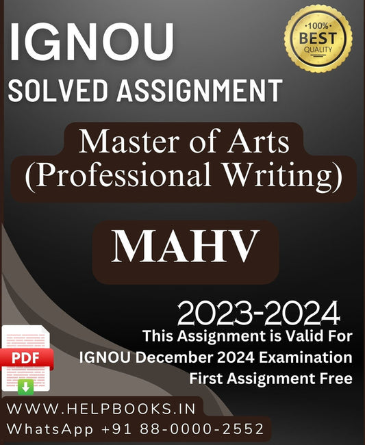 IGNOU M.A. Professional Writing-MAHV Solved Assignment for IGNOU December 2024 Exam