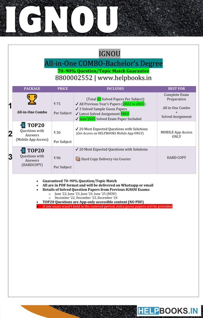 IGNOU All-in-One Exam Combo for Bachelor of Commerce (BCOMF) | All Previous Years Solved Papers, Guess Papers and Latest Assignment